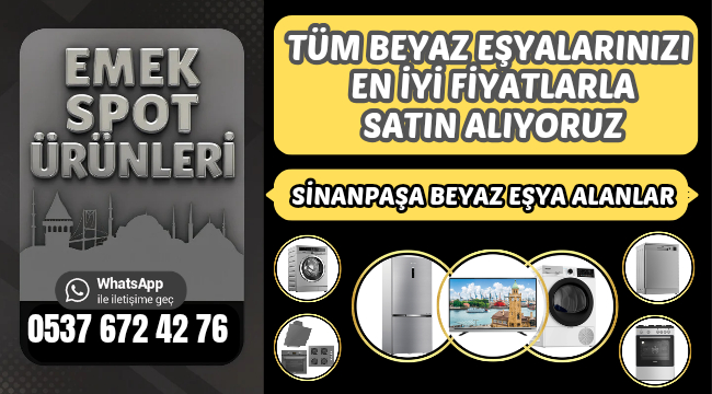 <h1>Sinanpaşa İkinci El Beyaz Eşya Alanlar | En İyi Fiyat | Aynı Gün Alım Hizmeti</h1>
